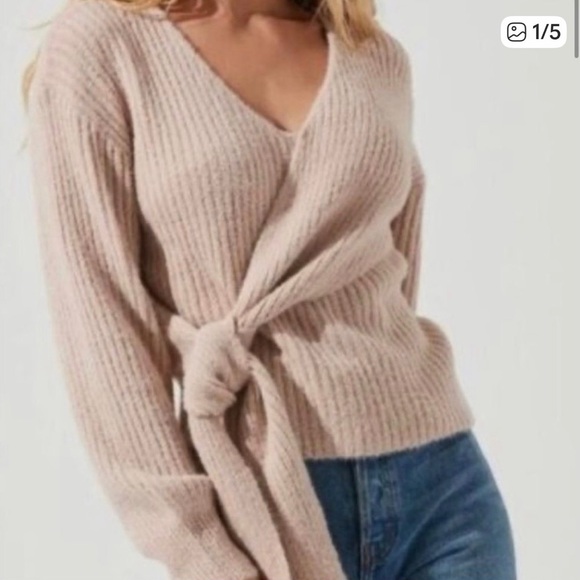 Astr Sweaters - Astr Beige V-Neck Wrap Sweater